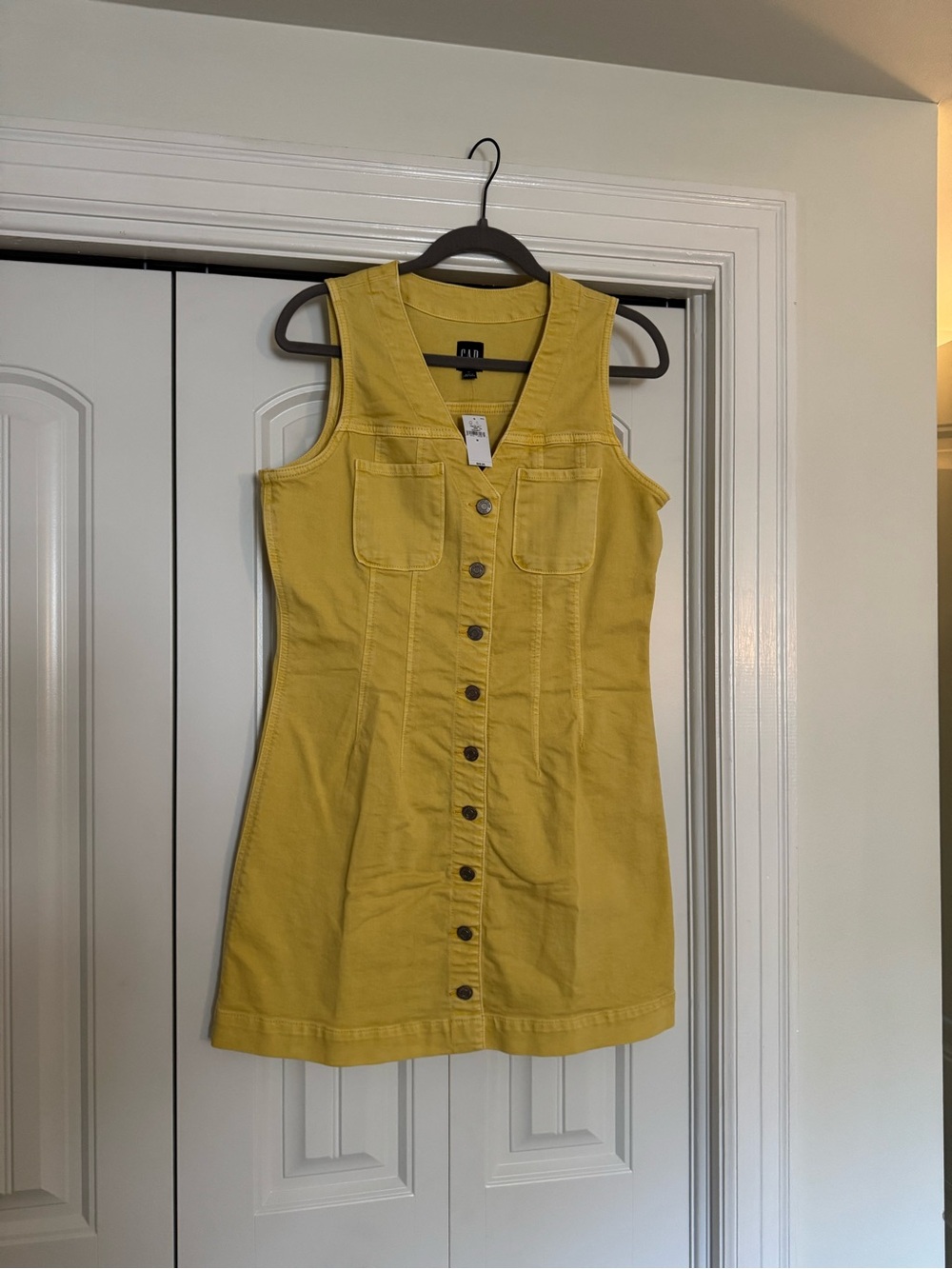 GAP Bright Yellow Button-Front Mini Dress